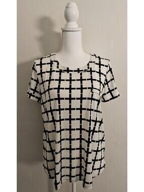 The Workshop White & Black Plaid Blouse